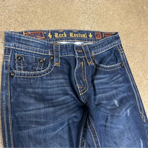 Rock Revival Jeans Mens 32x32 Blue Russell Straight Y2K Embroidered Grunge 2000s - Picture 2 of 10